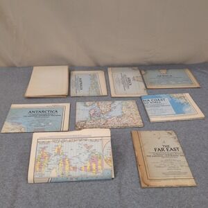 Vintage 1940s 1950s National Geographic Maps Antarctica Africa Far East Lot